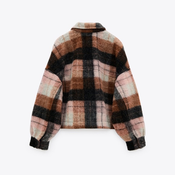 ZARA CROPPED PLAID OVERSHIRT NWT - Picture 14 of 16